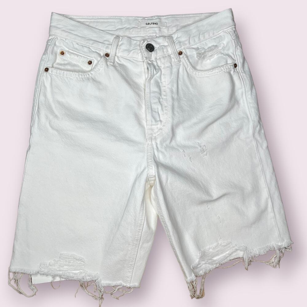 GRLFRND white denim cut off shorts